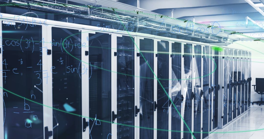 Futuristic Server Room with Data Interface Concepts