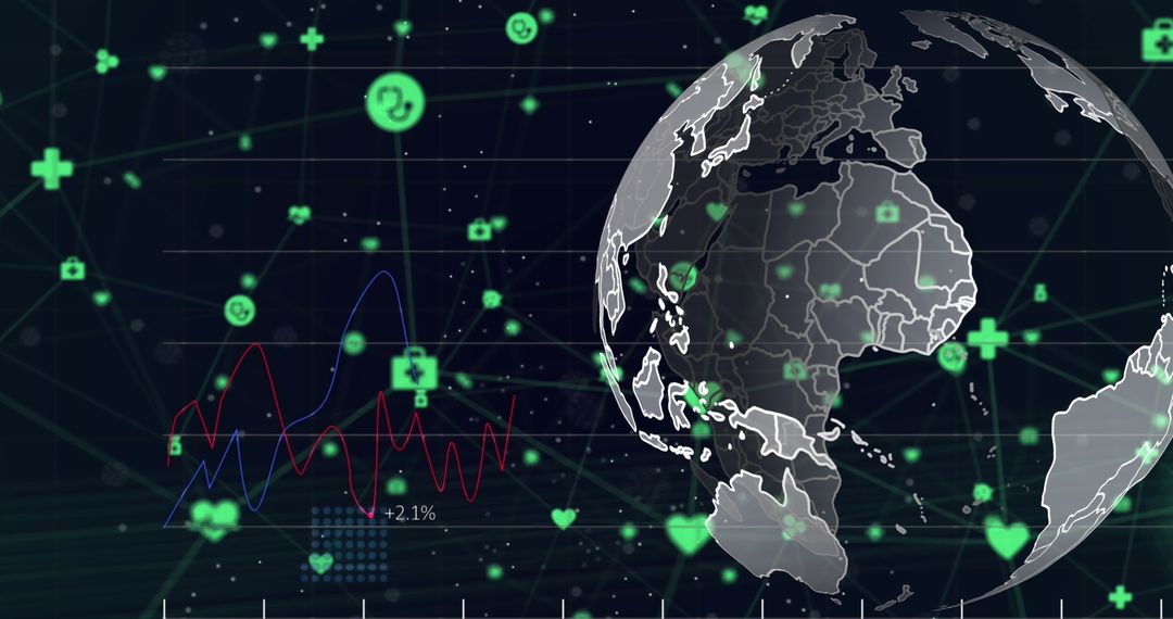 Holographic Globe with Data Visualization Icons Technology