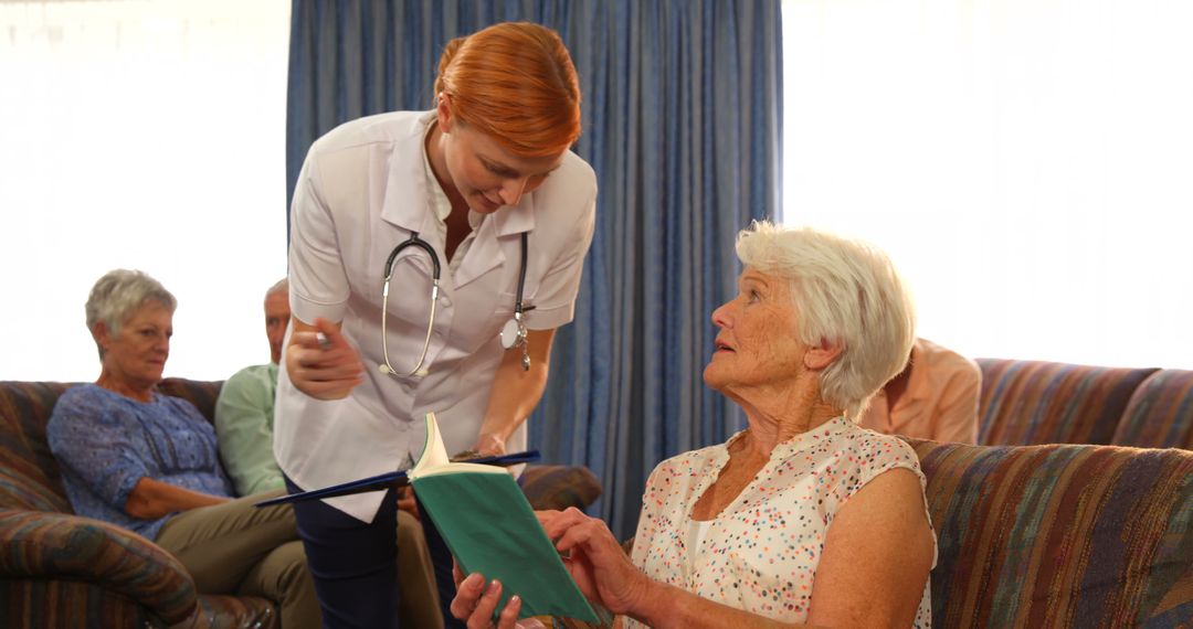 Nurse Interacting With Senior Woman in Retirement Home - Free Images, Stock Photos and Pictures on Pikwizard.com