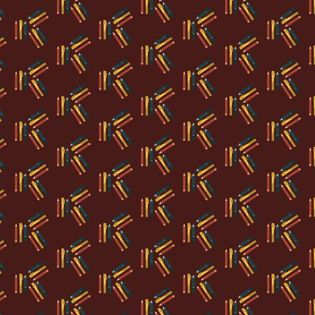 Colorful Stationery Pattern on Brown Transparent Background