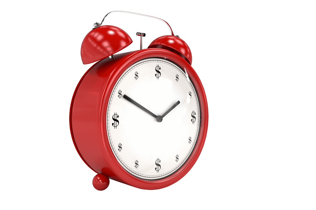 Transparent Red Alarm Clock Time is Money Concept Illustration