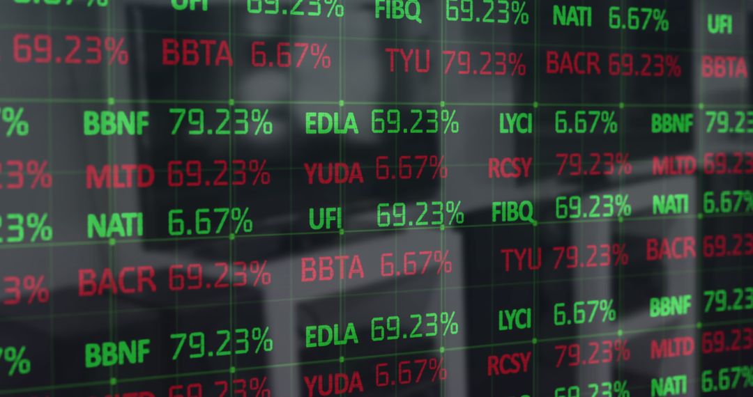 Digital Financial Data Display On LED Screen With Numerical Metrics