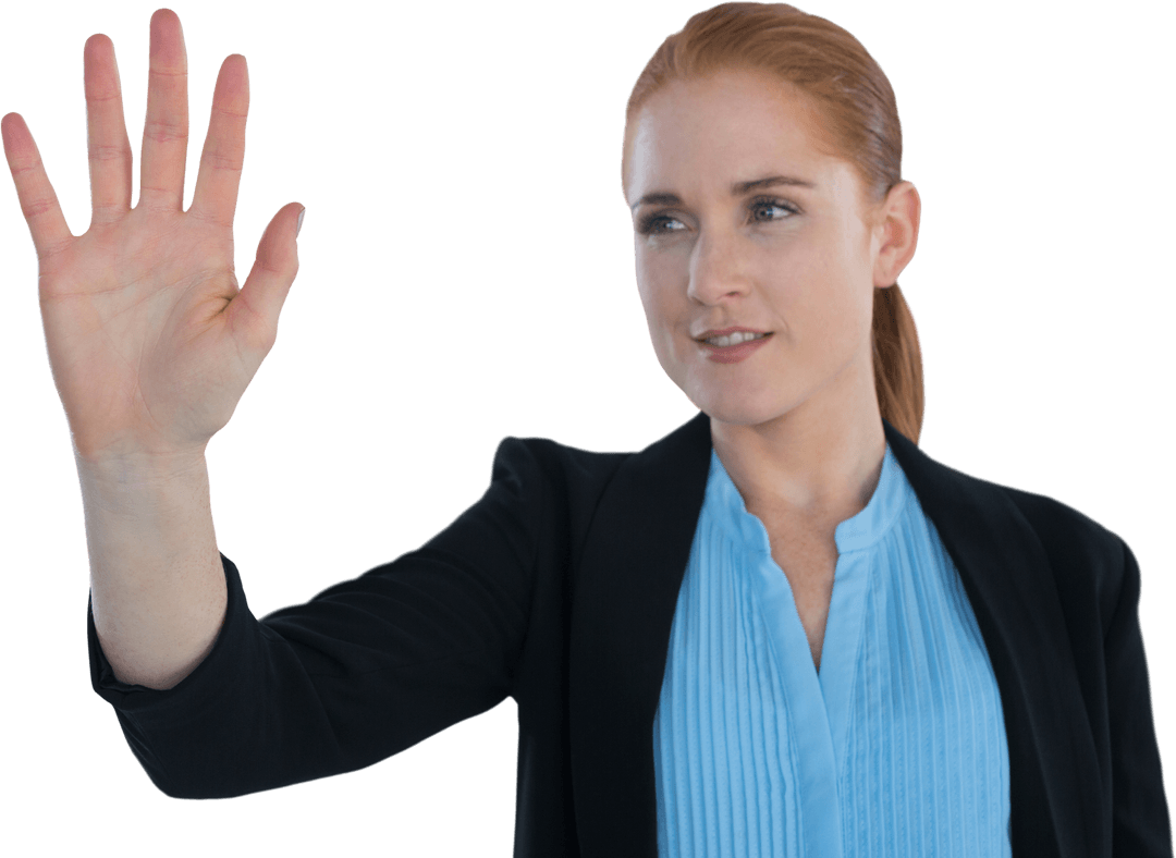 Confident Businesswoman Using Transparent Interface Technology