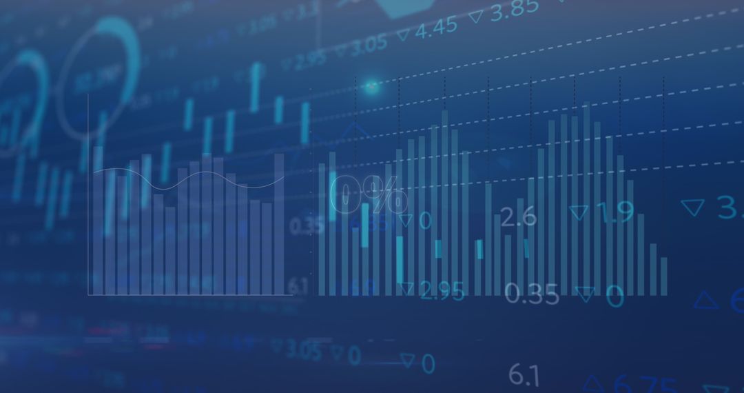 Financial Graphs on Digital Screen with Circles and Zero Percent Display