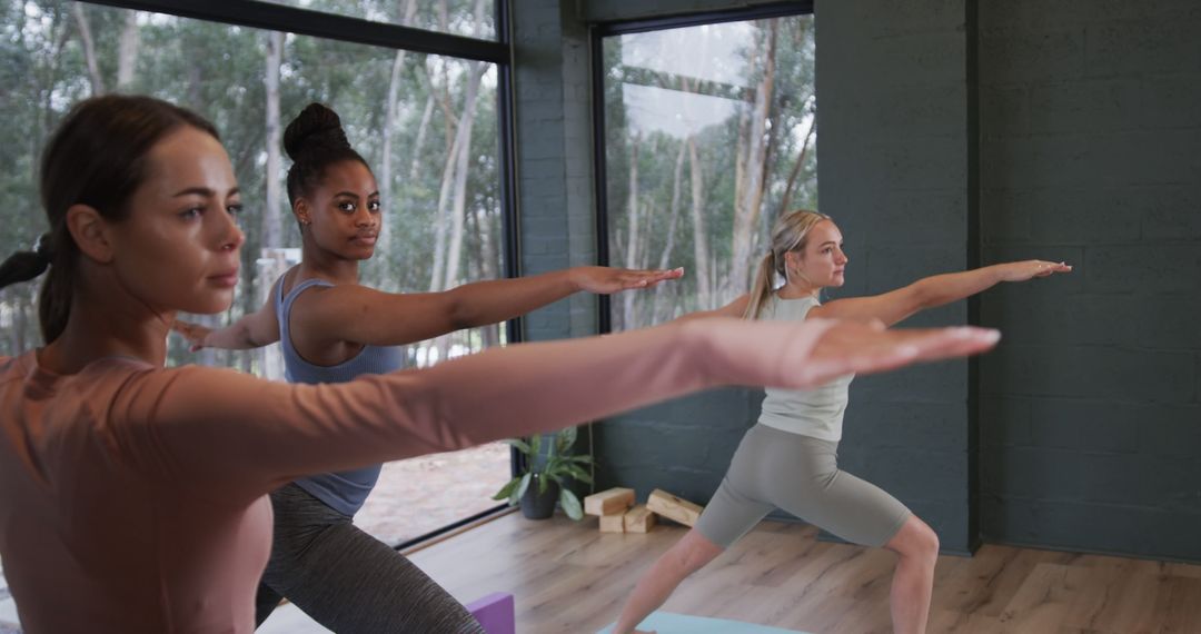 Women Practicing Yoga in a Serene Studio Setting - Free Images, Stock Photos and Pictures on Pikwizard.com