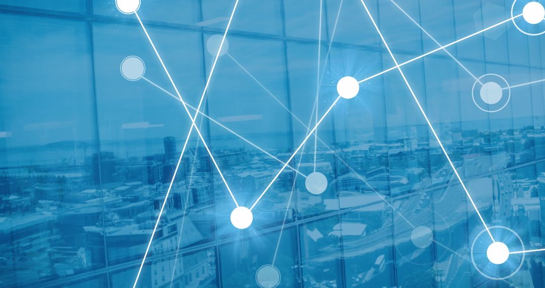 Digital Network Connections Overlapping Urban Cityscape