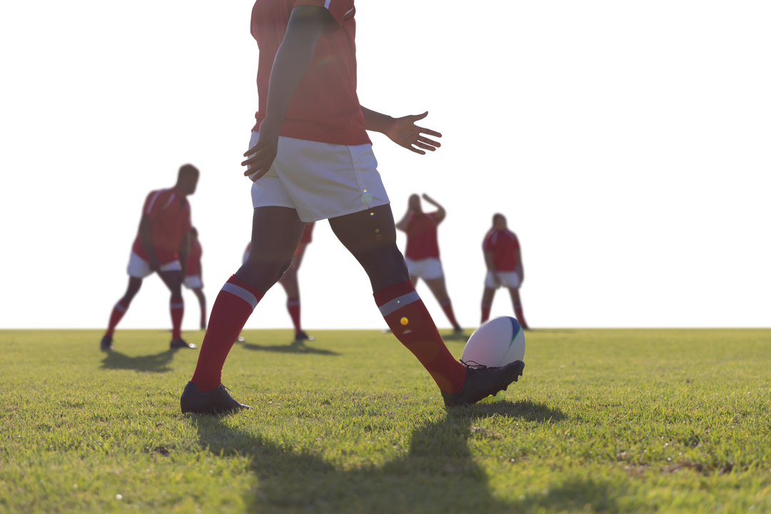 Transparent Low Section of Diverse Rugby Players Passing Ball in Sunshine - Download Free Stock Images Pikwizard.com