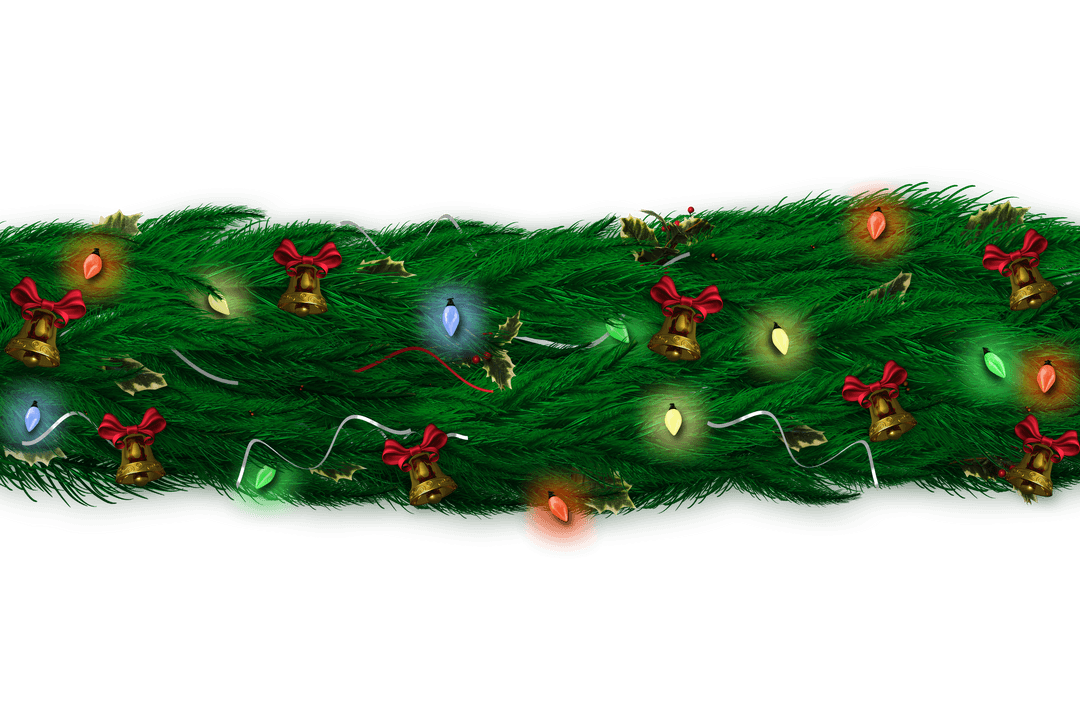 Transparent Christmas Garland with Lights and Bells