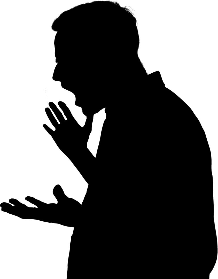 Silhouette of Angry Man Shouting on Transparent Background