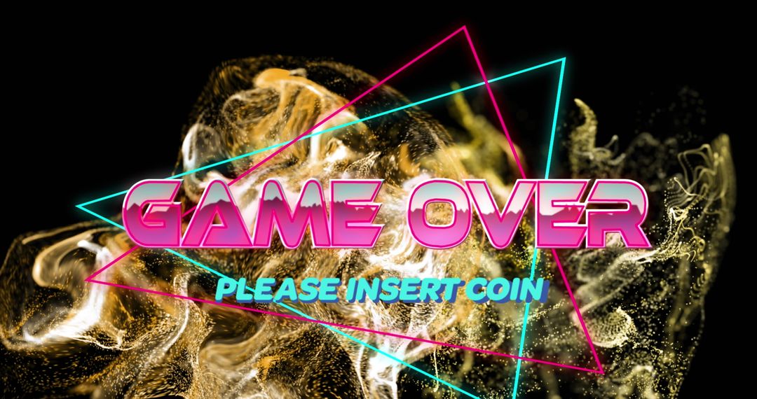 Retro Futuristic Game Over Screen With Neon Elements