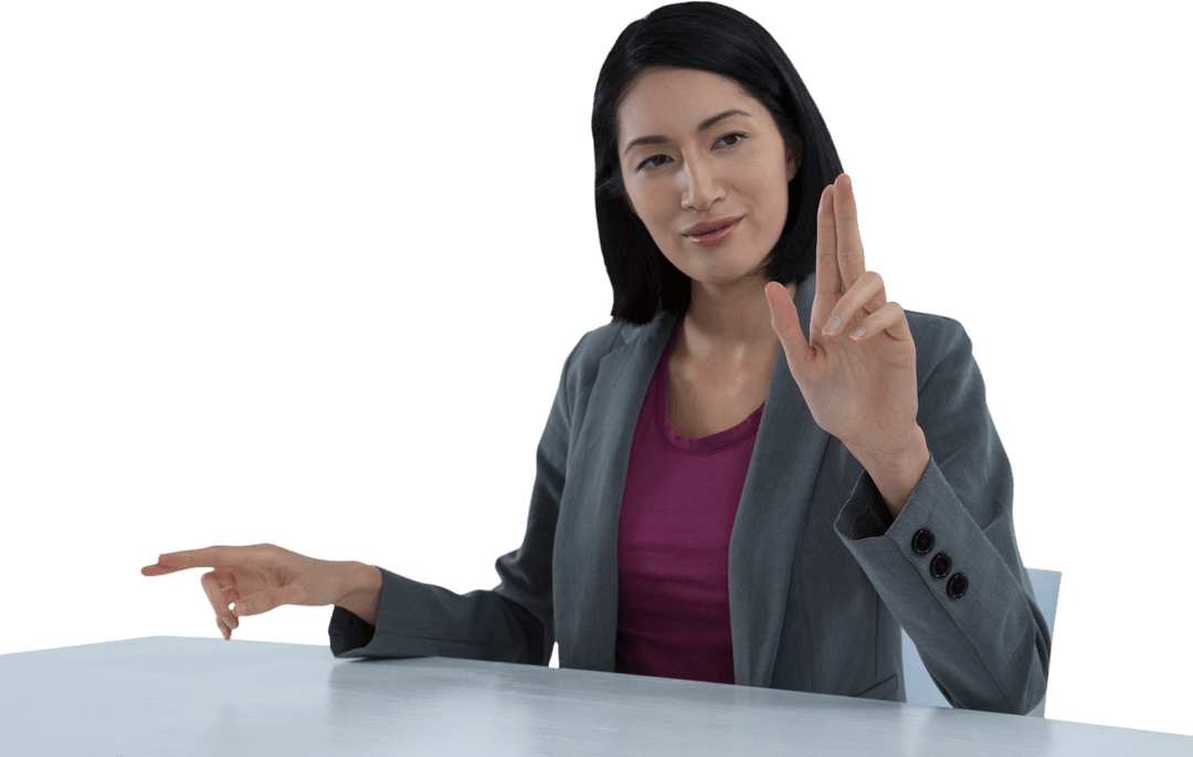 Businesswoman Interacting with Transparent Virtual Display