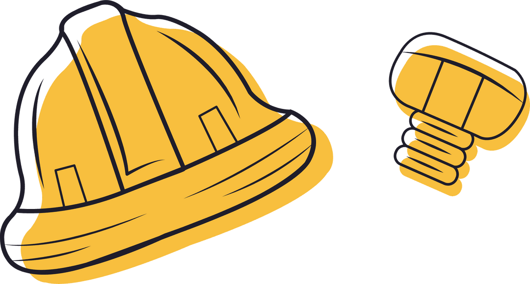 Transparent construction toolkit illustration: hard hat and screw fastener