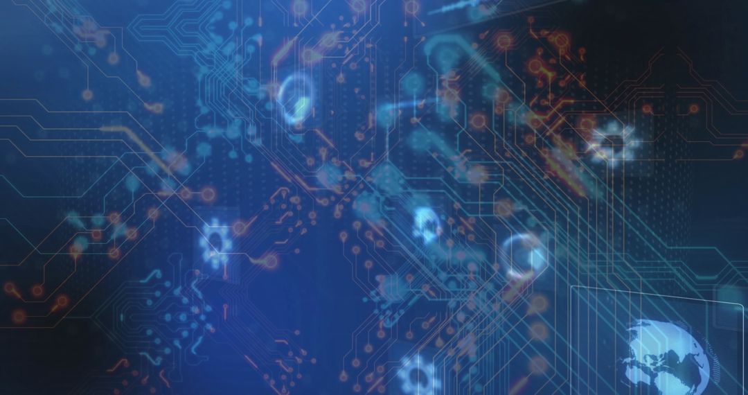 Abstract Digital Cybersecurity Network with Circuitry Patterns