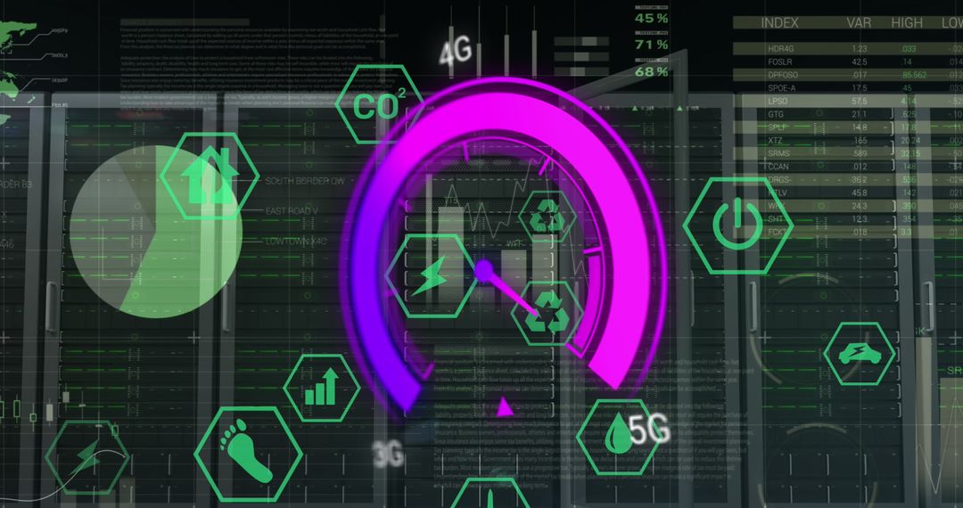 Exploring high tech digital interface with data processing elements in modern technology