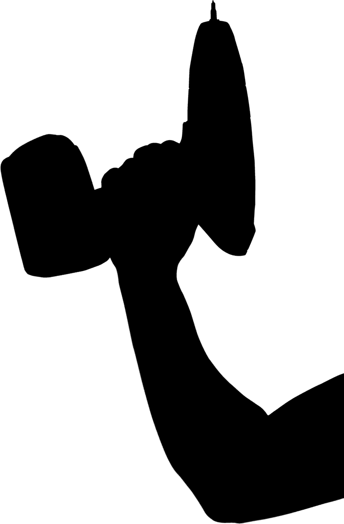 Hand Holding Cordless Screwdriver on Transparent Background