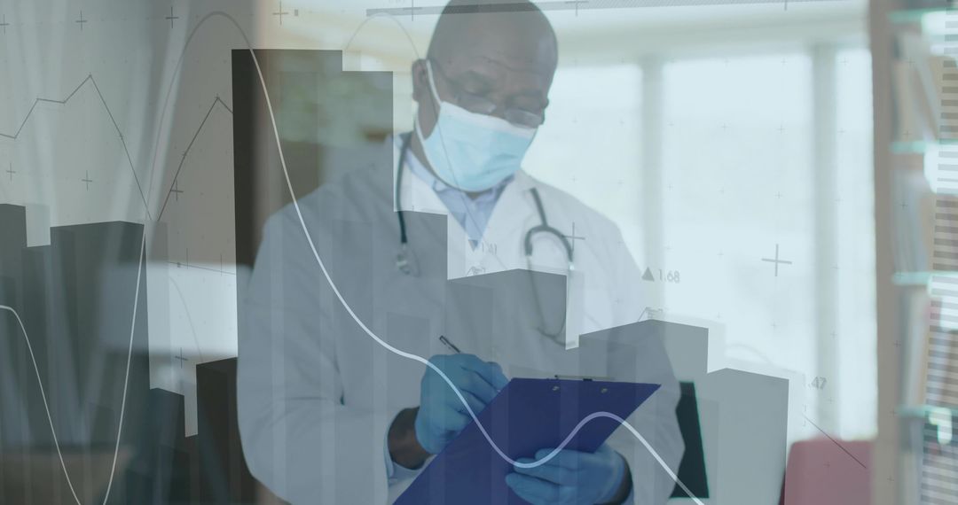 Doctor Analyzing Patient Data with Medical Analytics Overlay