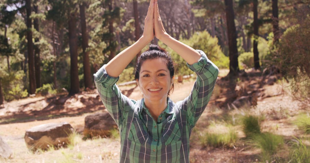 Woman Practicing Yoga in Serene Forest Environment - Free Images, Stock Photos and Pictures on Pikwizard.com