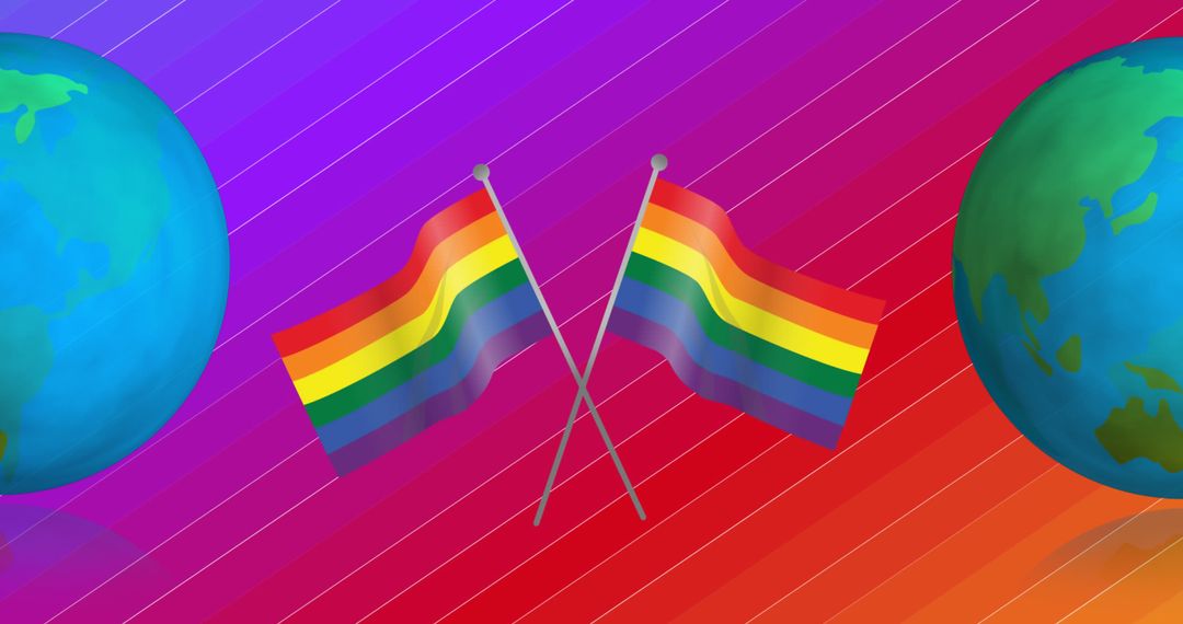 Rainbow Globes with Pride Flags on Vibrant Background