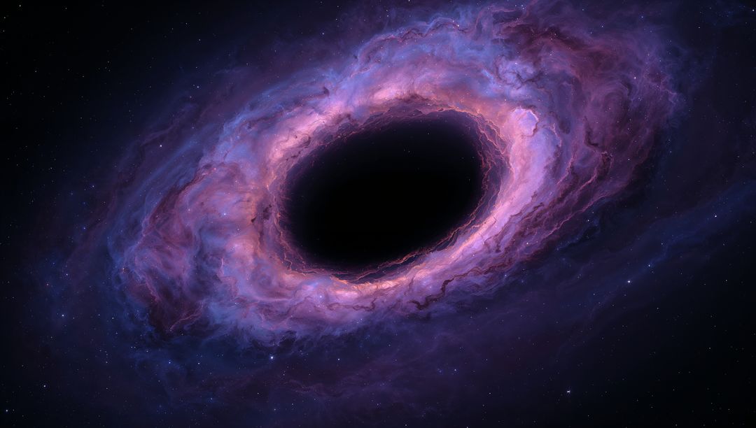 Vivid Nebula Surrounding Cosmic Black Hole in Deep Space