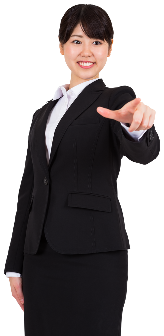 Asian Businesswoman Pointing Finger Transparent Background Corporate Concept - Download Free Stock Images Pikwizard.com