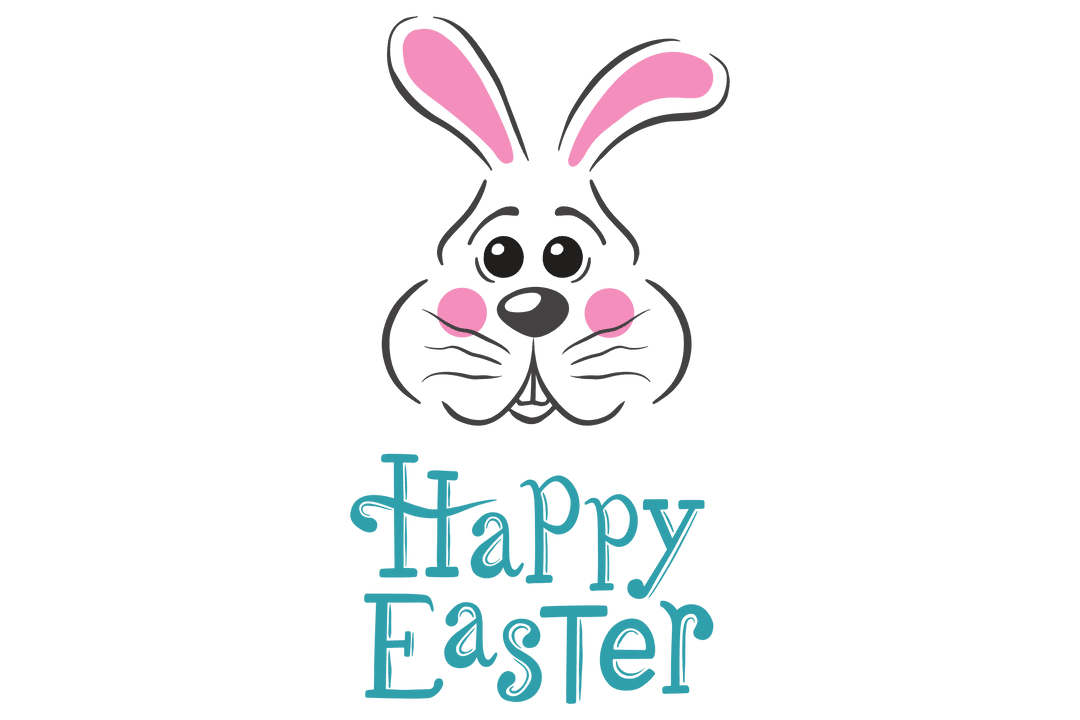 Funny Bunny Easter Greeting on Transparent Background