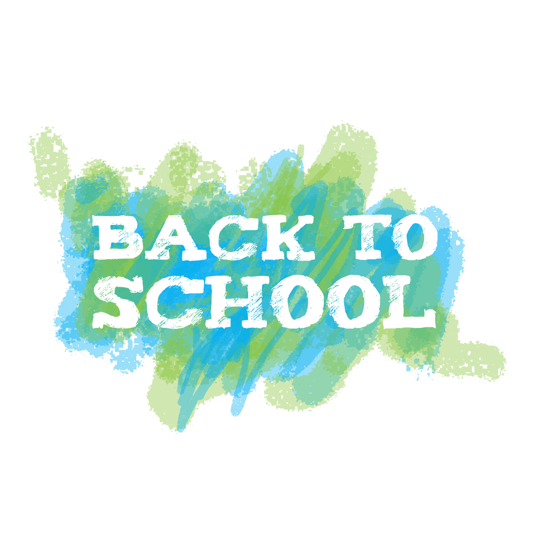 Transparent Back to School Text with Paint Splash Design