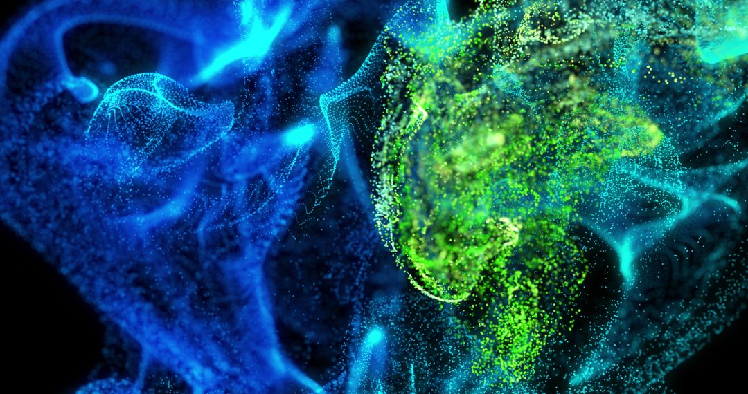 Glowing Blue and Green Particle Vapors in Dynamic Motion