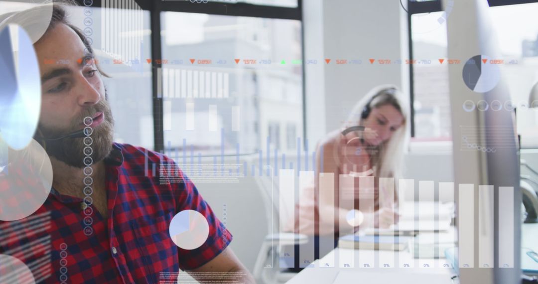 Business Consultant Working with Data Analytics in Modern Office