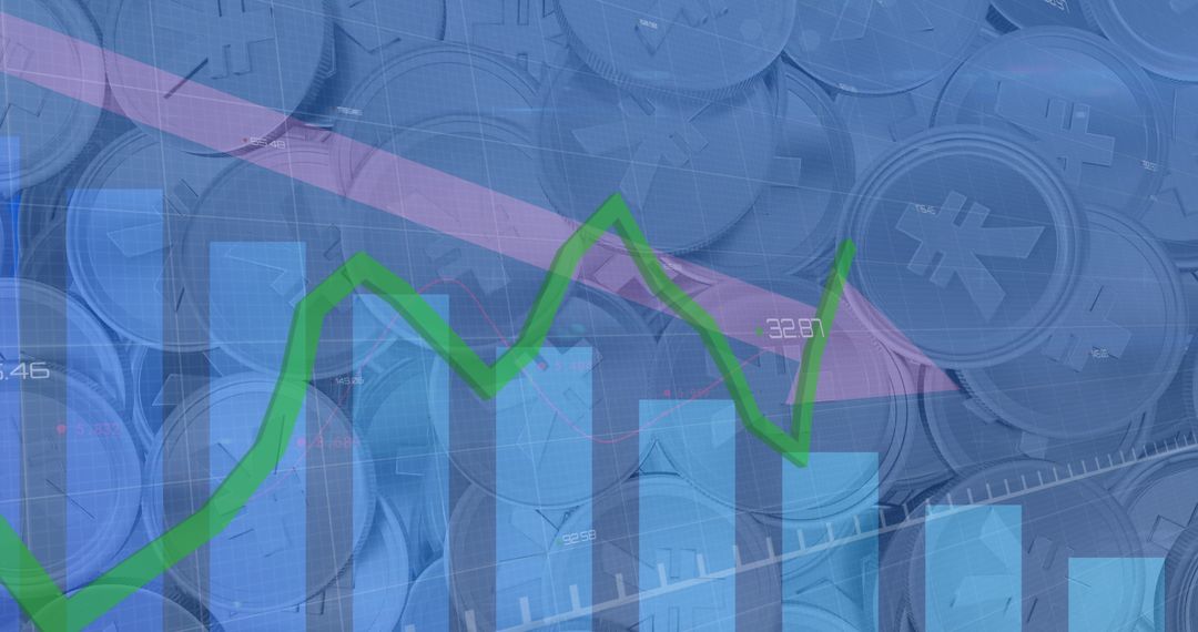 Analyzing Yen Trends: Financial Data with Descending Red Arrow