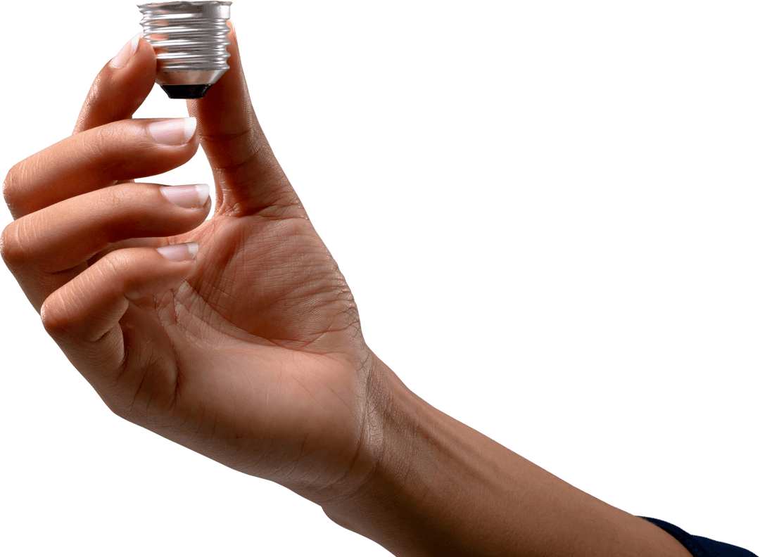 Transparent View Hand Holding Light Bulb Base for Business Solutions
