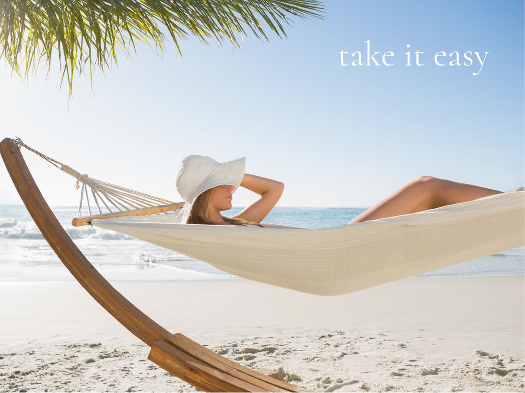 Woman Relaxing in Hammock by Tranquil Beachside Paradise
