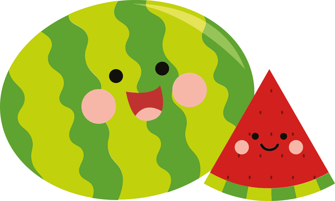Smiley Watermelon Duo Illustration on Transparent Background