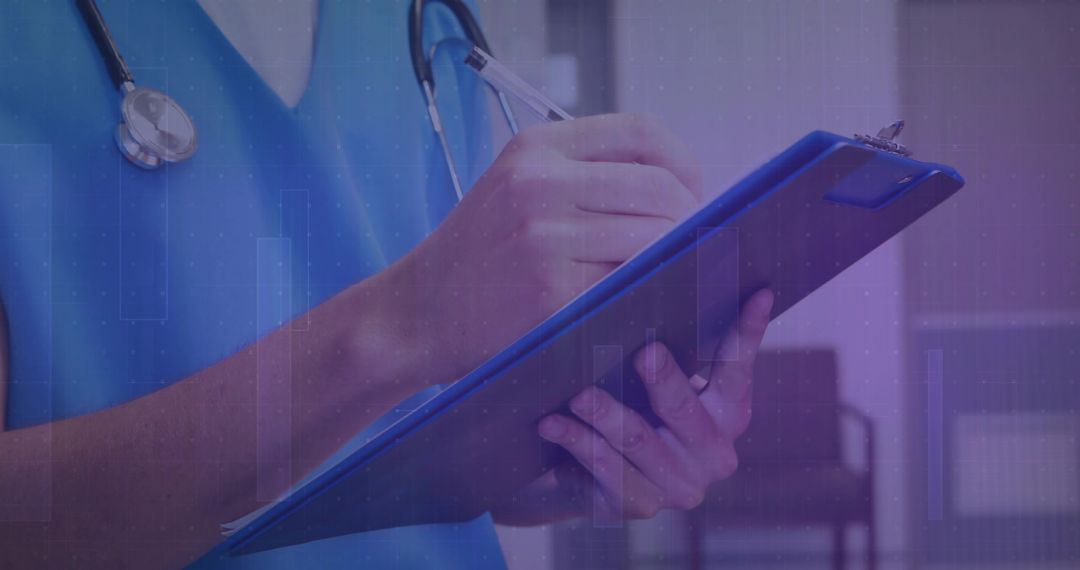 Healthcare Professional Noting Patient Information in Clinical Setting