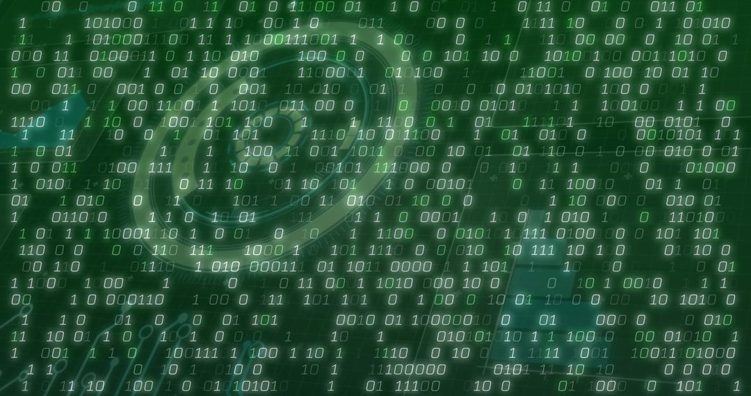 Futuristic Digital Matrix with Binary Code and Spiral Target