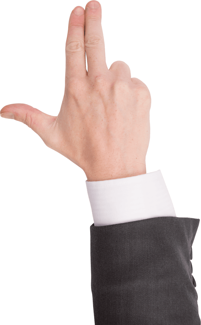 Transparent Businessman Showing Finger Gun Gesture