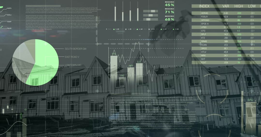 Financial Data Overlay on Suburban Housing Development