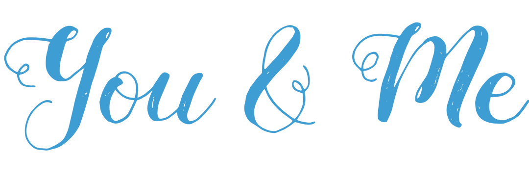 Romantic You and Me Text in Blue on Transparent Background