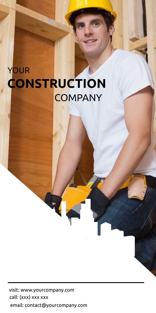 Smiling Construction Worker Emitting Reliability in Wood Frame Structure - Download Free Stock Templates Pikwizard.com