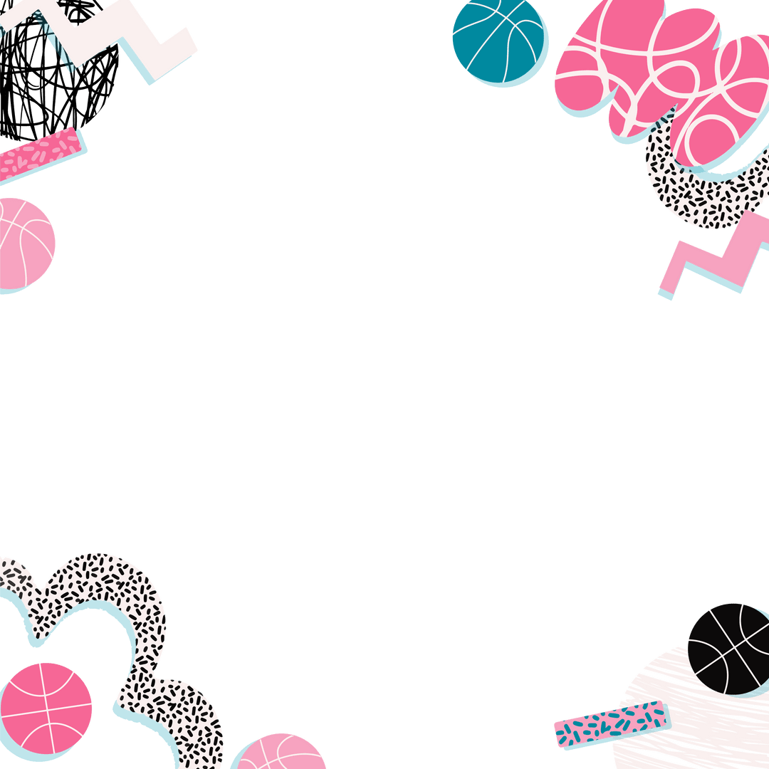 Basketball and Memphis Border with Transparent Copy Space