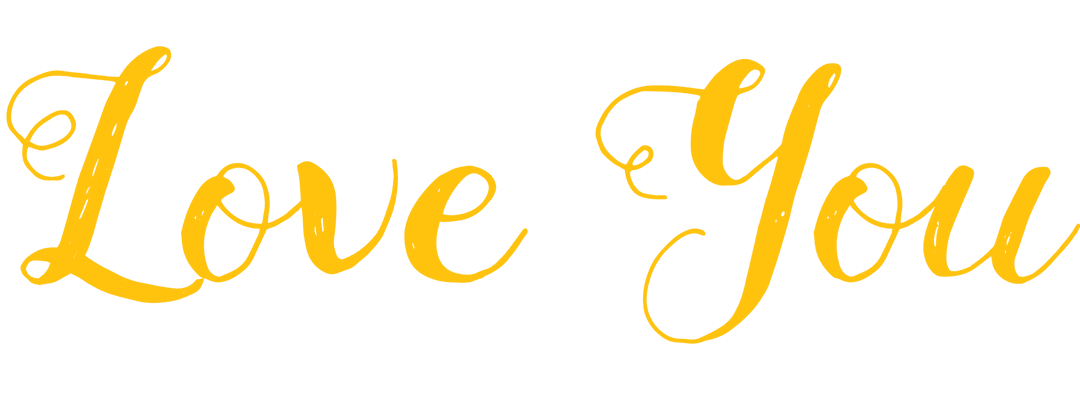 Yellow Love You Text Art with Transparent Background