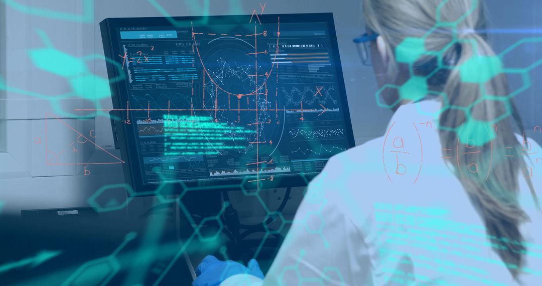 Female Scientist Analyzing Digital Data in Modern Laboratory