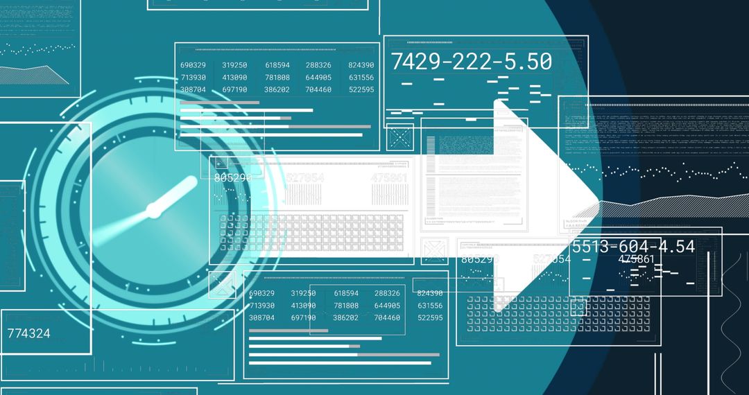 Futuristic Data Processing Screen with Neon Elements
