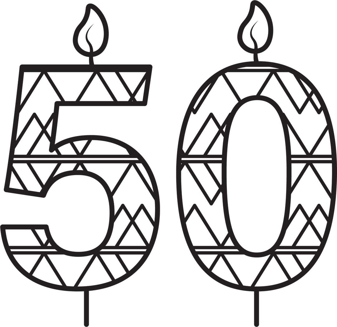 Black 50 Birthday Candle with Pattern on Transparent Background - Download Free Stock Images Pikwizard.com