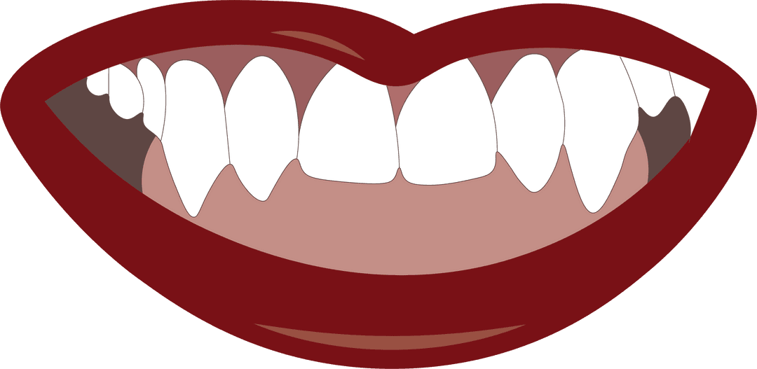 Digital Cartoon Vampire Mouth with Sharp Teeth on Transparent Background