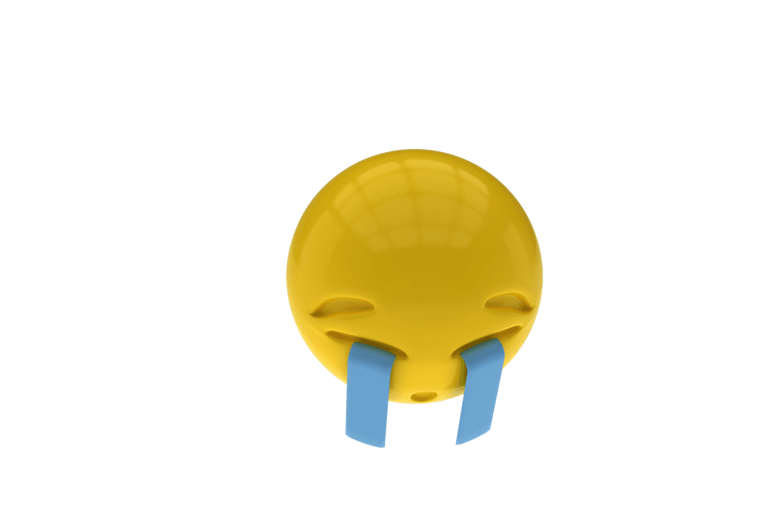 3D Sad Transparent Emoji Crying with Tears