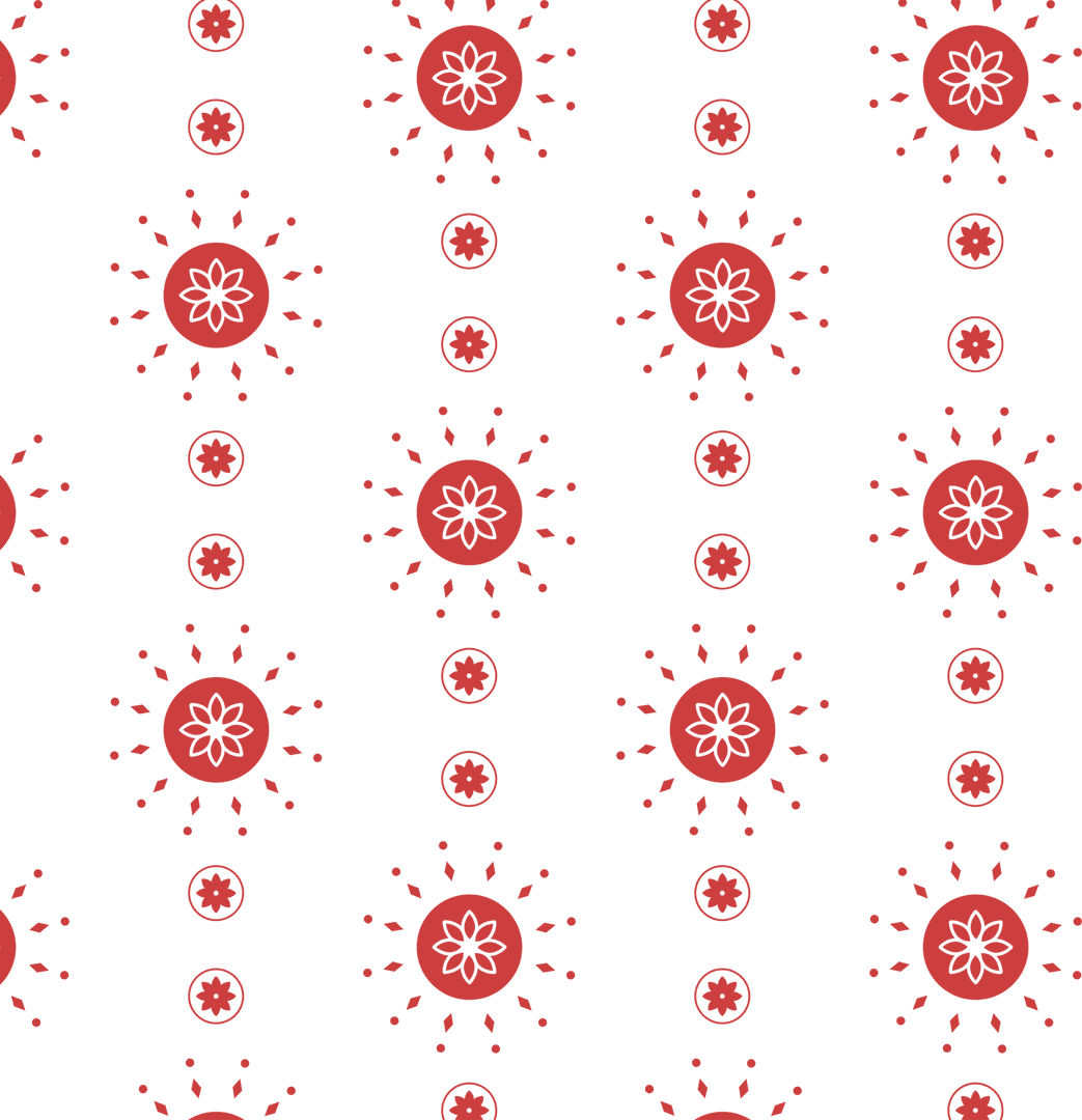 Red rosette pattern on transparent background seamless design