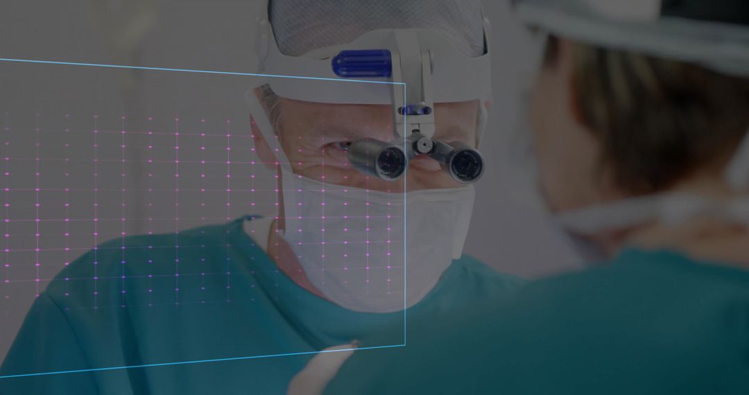 Surgeons Performing Procedure with Digital Interface Overlay