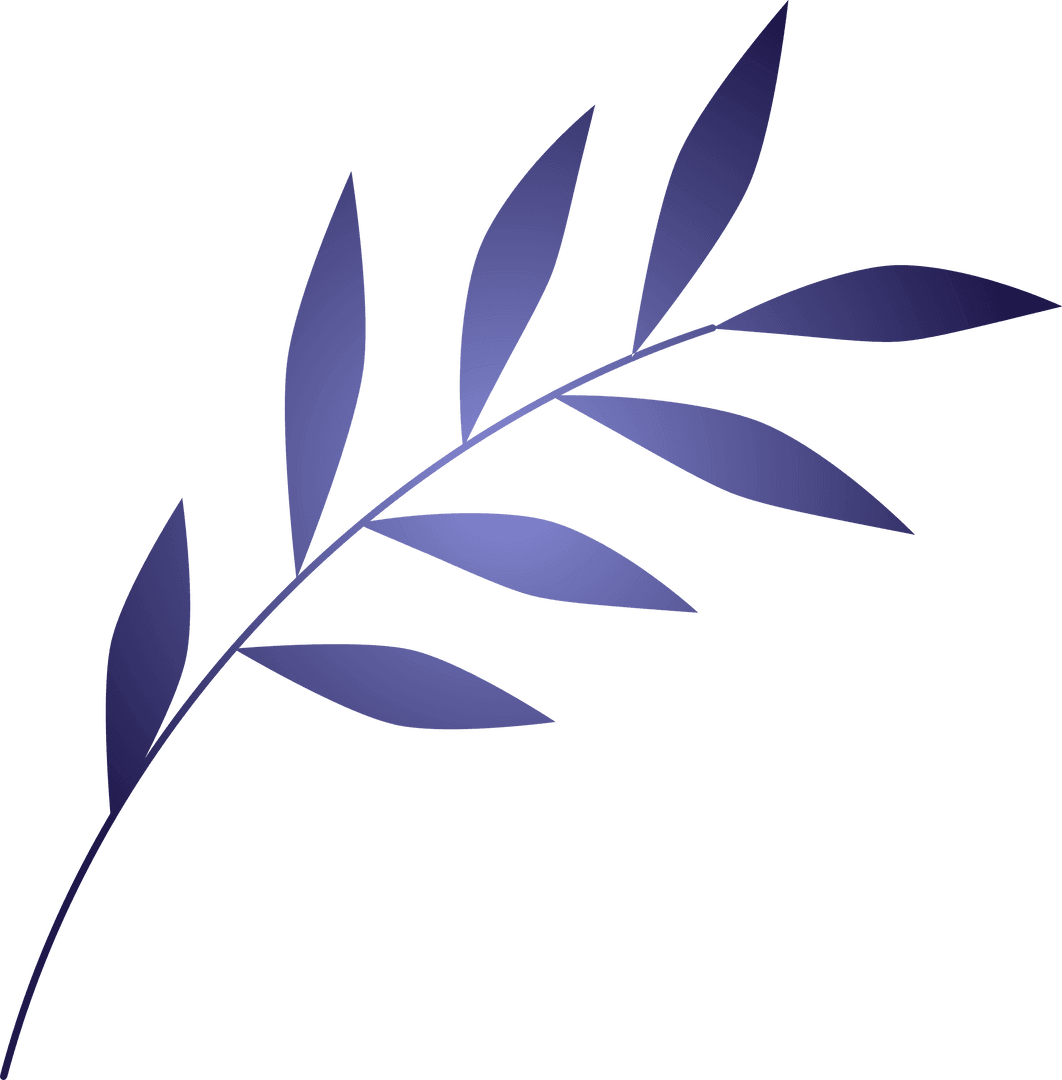 Elegant Botanical Branch with Gradient Leaves on Transparent