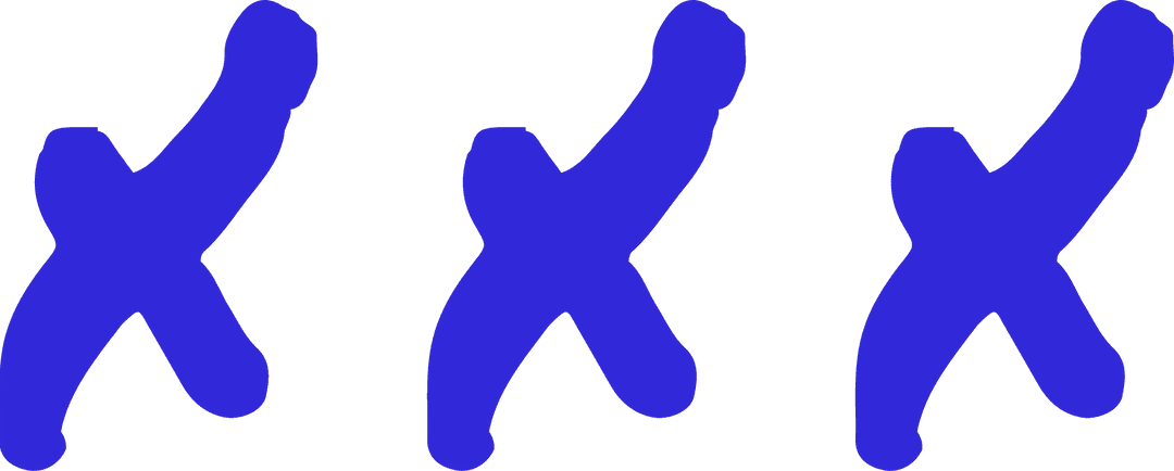 Three Blue Abstract X Shapes on Transparent Canvas Modern Design