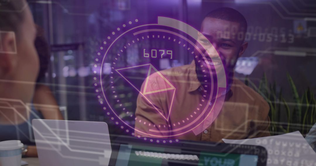 Futuristic Business Meeting with Interactive Technology